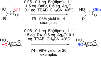 Graphical abstract: Regioselective alkylation of carbohydrates and diols: a cheaper iron catalyst, new applications and mechanism