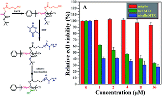 Graphical abstract: Synthesis of an amphiphilic graft copolymer bearing a hydrophilic poly(acrylate acid) backbone for drug delivery of methotrexate