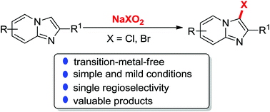 Graphical abstract: Transition-metal-free regioselective C–H halogenation of imidazo[1,2-a]pyridines: sodium chlorite/bromite as the halogen source