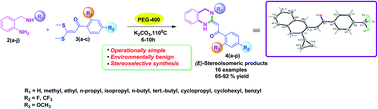 Graphical abstract: Eco-friendly reactions in PEG-400: a highly efficient and green approach for stereoselective access to multisubstituted 3,4-dihydro-2(1H)-quinazolines using 2-aminobenzylamines