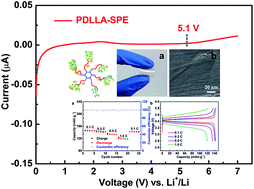 Graphical abstract: High voltage, solvent-free solid polymer electrolyte based on a star-comb PDLLA–PEG copolymer for lithium ion batteries
