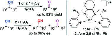 Graphical abstract: Manganese complex-catalyzed oxidation and oxidative kinetic resolution of secondary alcohols by hydrogen peroxide