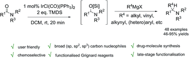 Graphical abstract: Tertiary amine synthesis via reductive coupling of amides with Grignard reagents