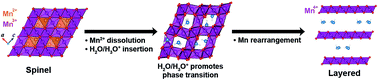 Graphical abstract: Origin of unusual spinel-to-layered phase transformation by crystal water