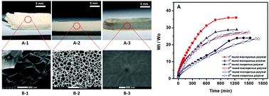 Graphical abstract: Porous double network gels with high toughness, high stretchability and fast solvent-absorption