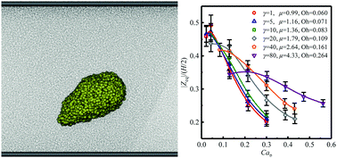 Graphical abstract: Inertio-capillary cross-streamline drift of droplets in Poiseuille flow using dissipative particle dynamics simulations