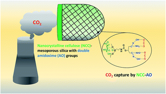 Graphical abstract: Amidoxime-functionalized nanocrystalline cellulose–mesoporous silica composites for carbon dioxide sorption at ambient and elevated temperatures