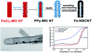 Graphical abstract: Facile fabrication of N/S-doped carbon nanotubes with Fe3O4 nanocrystals enchased for lasting synergy as efficient oxygen reduction catalysts