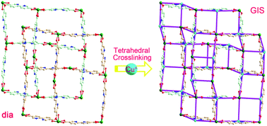 Graphical abstract: Tetrahedral crosslinking of dia-type nets into a zeolitic GIS-type framework for optimizing stability and gas sorption
