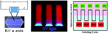 Graphical abstract: Red-light emission and dielectric reversible duple opto-electronic switches in a hybrid multifunctional material: (2-methylimidazolium)MnCl3(H2O)
