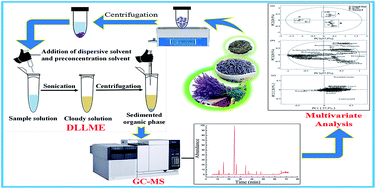 Graphical abstract: Ultrasound-assisted extraction and dispersive liquid–liquid microextraction coupled with gas chromatography-mass spectrometry for the sensitive determination of essential oil components in lavender