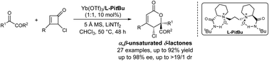 Graphical abstract: Lewis acid catalyzed asymmetric [4+2] cycloaddition of cyclobutenones to synthesize α,β-unsaturated δ-lactones