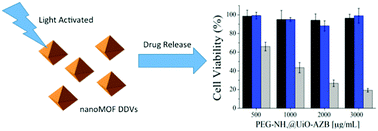 Graphical abstract: Photo-triggered release of 5-fluorouracil from a MOF drug delivery vehicle
