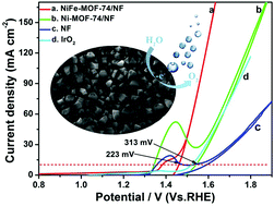 Graphical abstract: In situ growth of well-ordered NiFe-MOF-74 on Ni foam by Fe2+ induction as an efficient and stable electrocatalyst for water oxidation
