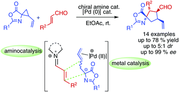 Graphical abstract: Formal [3+2] cycloaddition of vinylcyclopropane azlactones to enals using synergistic catalysis