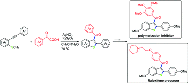 Graphical abstract: Direct synthesis of 3-acylbenzothiophenes via the radical cyclization of 2-alkynylthioanisoles with α-oxocarboxylic acids