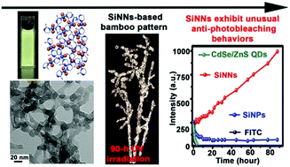 Graphical abstract: Aqueous synthesis of three-dimensional fluorescent silicon-based nanoscale networks featuring unusual anti-photobleaching properties