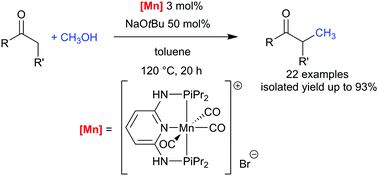 Graphical abstract: Manganese catalyzed α-methylation of ketones with methanol as a C1 source