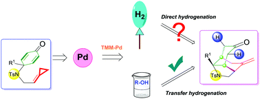 Graphical abstract: Palladium-catalyzed intramolecular transfer hydrogenation & cycloaddition of p-quinamine-tethered alkylidenecyclopropanes to synthesize perhydroindole scaffolds