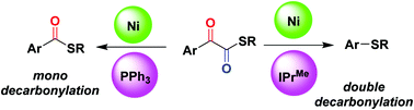 Graphical abstract: Controlled Ni-catalyzed mono- and double-decarbonylations of α-ketothioesters