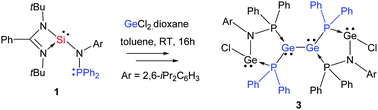 Graphical abstract: Synthesis of a dimeric phosphine-stabilized phosphidogermanium(i)–amidogermanium(ii) derivative