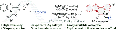 Graphical abstract: Silver-catalyzed decarboxylative radical cascade cyclization toward benzimidazo[2,1-a]isoquinolin-6(5H)-ones