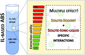 Graphical abstract: Mechanisms ruling the partition of solutes in ionic-liquid-based aqueous biphasic systems – the multiple effects of ionic liquids
