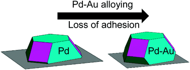 Graphical abstract: Thermodynamics of faceted palladium(–gold) nanoparticles supported on rutile titania nanorods studied using transmission electron microscopy