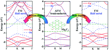 Graphical abstract: Half-metallicity in a honeycomb–kagome-lattice Mg3C2 monolayer with carrier doping