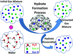 Graphical abstract: Monte Carlo simulations of the separation of a binary gas mixture (CH4 + CO2) using hydrates