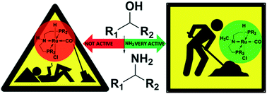 Graphical abstract: Amide versus amine ligand paradigm in the direct amination of alcohols with Ru-PNP complexes