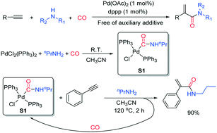 Graphical abstract: Pd-catalyzed hydroaminocarbonylation of alkynes with aliphatic amines and its mechanism study