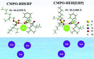 Graphical abstract: Theoretical studies on the synergistic extraction of Am3+ and Eu3+ with CMPO–HDEHP and CMPO–HEH[EHP] systems