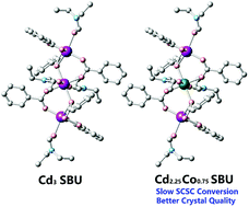 Graphical abstract: Smoothing the single-crystal to single-crystal conversions of a two-dimensional metal–organic framework via the hetero-metal doping of the linear trimetallic secondary building unit