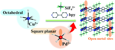 Graphical abstract: Creation of MOFs with open metal sites by partial replacement of metal ions with different coordination numbers