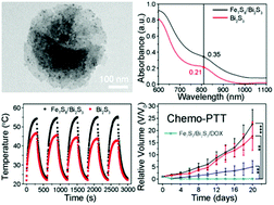 Graphical abstract: Flower-like Fe7S8/Bi2S3 superstructures with improved near-infrared absorption for efficient chemo-photothermal therapy