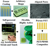 Graphical abstract: Flexible and active self-powered pressure, shear sensors based on freeze casting ceramic–polymer composites