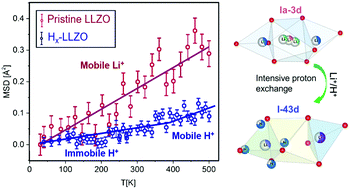 Graphical abstract: Elucidating the mobility of H+ and Li+ ions in (Li6.25−xHxAl0.25)La3Zr2O12via correlative neutron and electron spectroscopy