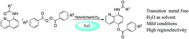 Graphical abstract: Transition metal free oxygenation of 8-aminoquinoline amides in water