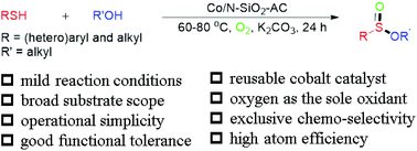 Graphical abstract: A sustainable oxidative esterification of thiols with alcohols by a cobalt nanocatalyst supported on doped carbon