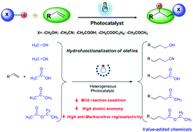 Graphical abstract: Hydrofunctionalization of olefins to value-added chemicals via photocatalytic coupling