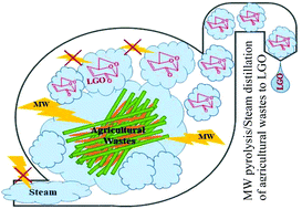 Graphical abstract: Combining steam distillation with microwave-assisted pyrolysis to maximise direct production of levoglucosenone from agricultural wastes