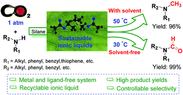 Graphical abstract: Eco-friendly acetylcholine-carboxylate bio-ionic liquids for controllable N-methylation and N-formylation using ambient CO2 at low temperatures