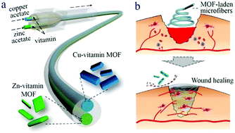 Graphical abstract: Vitamin metal–organic framework-laden microfibers from microfluidics for wound healing