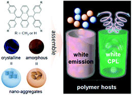 Graphical abstract: Facile emission color tuning and circularly polarized light generation of single luminogen in engineering robust forms