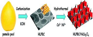 Graphical abstract: NiCo2O4 nanosheets grown on interconnected honeycomb-like porous biomass carbon for high performance asymmetric supercapacitors