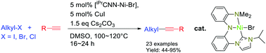 Graphical abstract: Sonogashira reactions of alkyl halides catalyzed by NHC [CNN] pincer nickel(ii) complexes