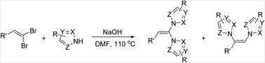 Graphical abstract: NaOH-promoted reaction of 1,1-dihaloalkenes and 1H-azoles: synthesis of dihetaryl substituted alkenes