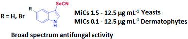 Graphical abstract: 3-Selenocyanate-indoles as new agents for the treatment of superficial and mucocutaneous infections