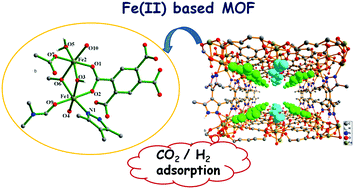 Graphical abstract: Room temperature synthesis of an Fe(ii)-based porous MOF with multiple open metal sites for high gas adsorption properties